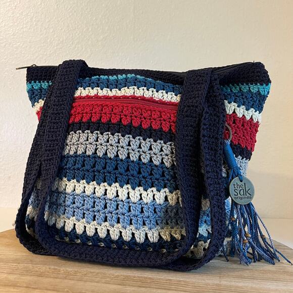 The Sak Multi Colored Crochet Weaved Woven Shoulder Tote Summer Medium Bag - Picture 1 of 16